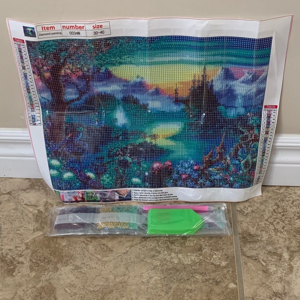 Diamond Painting Kit Castle mountains scenery NEW art craft
